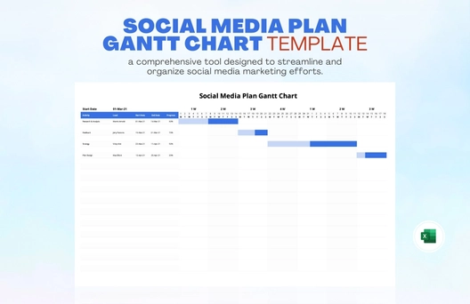 Social Media Plan Gantt Chart Template