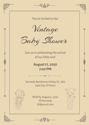 Free Vintage Baby Shower Invitation Template to Edit Online