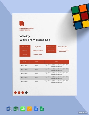 Weekly Work From Home Log Template