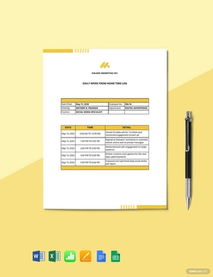 Work From Home Time Log Template