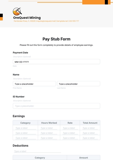 Free Pay Stub Form Template to Edit Online