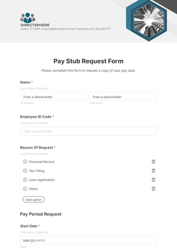 Free Pay Stub Request Form Template to Edit Online