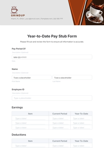 Free Year-to-Date Pay Stub Form Template to Edit Online