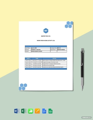 Work From Home Activity Log Template