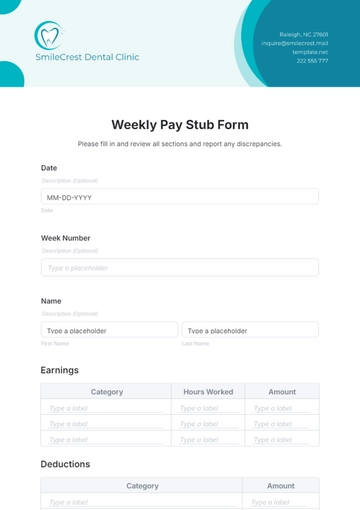 Free Weekly Pay Stub Form Template to Edit Online