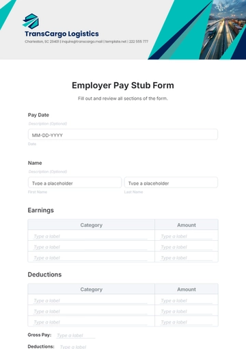 Free Employer Pay Stub Form Template to Edit Online