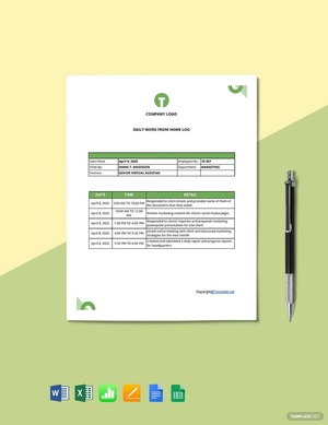 Daily Work From Home Log Template