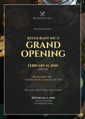 Free Grand Opening Restaurant Invitation Template to Edit Online
