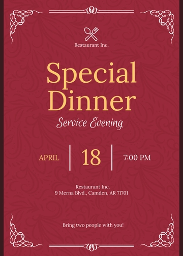 Free Fancy Restaurant Invitation Template to Edit Online