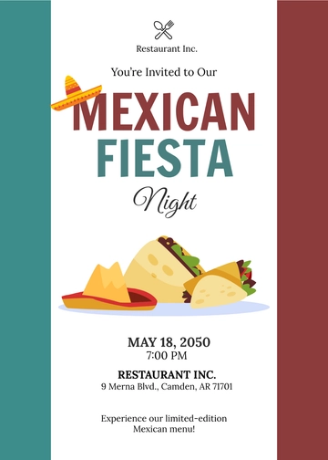 Free Mexican Restaurant Invitation Template to Edit Online