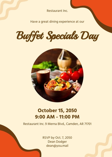 Free Restaurant Buffet Invitation Template to Edit Online
