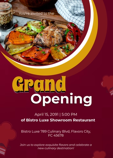 Free Showroom Restaurant Invitation Template to Edit Online