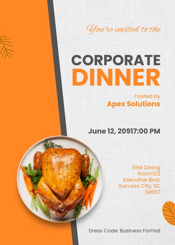Free Corporate Dinner Restaurant Invitation Template to Edit Online