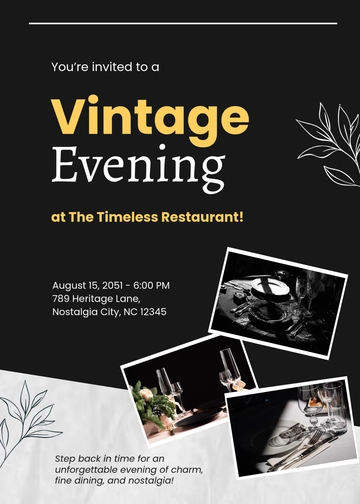 Free Vintage Restaurant Invitation Template to Edit Online