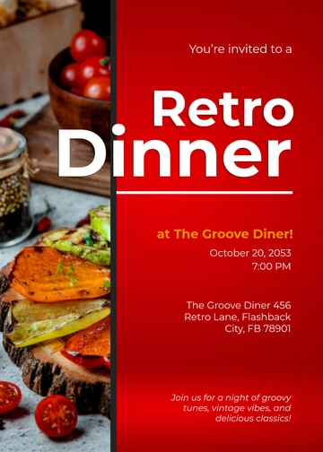 Free Retro Dinner Restaurant Invitation Template to Edit Online