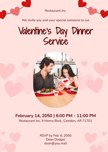 Free Valentine???s Day Restaurant Invitation Template to Edit Online