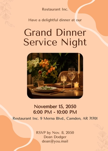 Free Aesthetic Dinner Restaurant Invitation Template to Edit Online