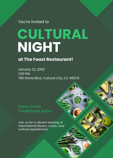 Free Cultural Night Restaurant Invitation Template to Edit Online