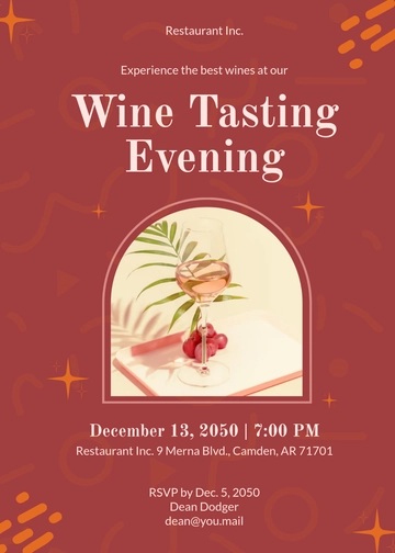 Free Modern Wine Tasting Restaurant Invitation Template to Edit Online