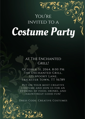 Free Costume Party Restaurant Invitation Template to Edit Online