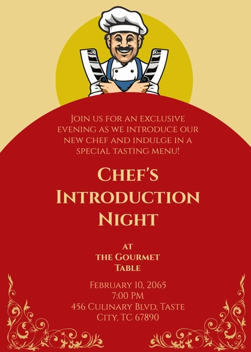 Free Chef Introduction Night Restaurant Invitation Template to Edit Online