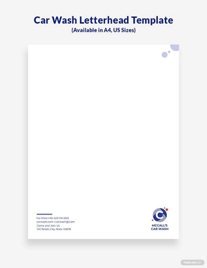 Car Wash Service Letterhead Template