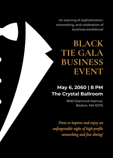 Free Black Tie Business Event Invitation Template to Edit Online