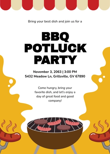 Free BBQ Potluck Invitation Template to Edit Online