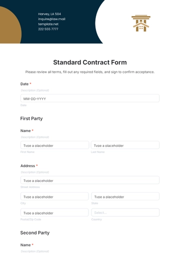 Free Standard Contract Form Template to Edit Online
