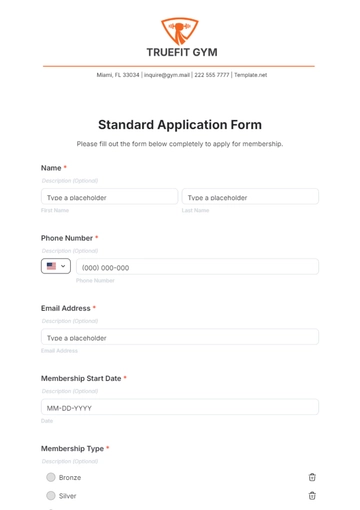 Free Standard Application Form Template to Edit Online