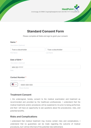 Free Standard Consent Form Template to Edit Online