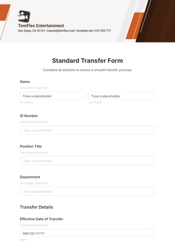 Free Standard Transfer Form Template to Edit Online