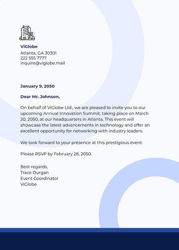 Free Company Invitation Letter Template to Edit Online