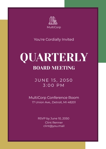 Free Company Meeting Invitation Template to Edit Online