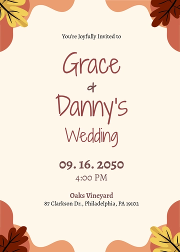 Free Fall Wedding Invitation Template to Edit Online