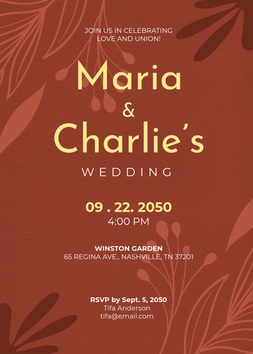 Free Burnt Orange Fall Wedding Invitation Template to Edit Online
