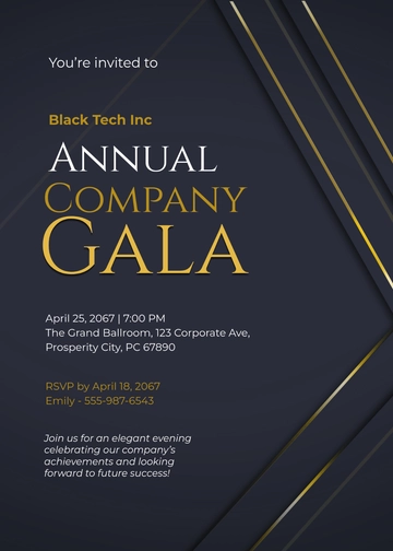 Free Company Gala Invitation Template to Edit Online