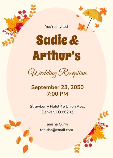 Free Fall Wedding Reception Invitation Template to Edit Online
