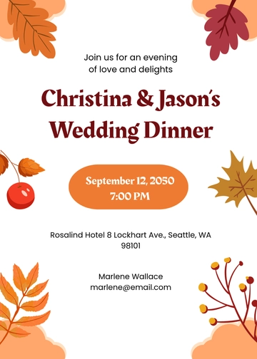 Free Fall Wedding Dinner Invitation Template to Edit Online