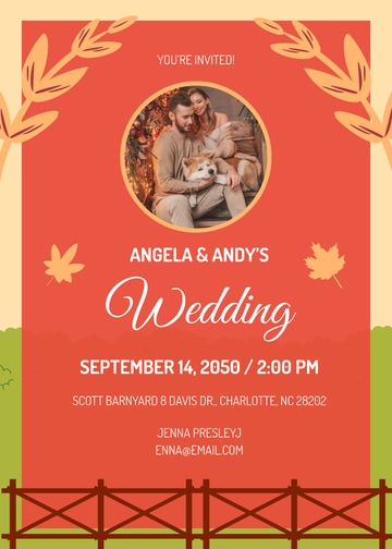 Free Barnyard Fall Wedding Invitation Template to Edit Online