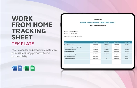 Work From Home Tracking Sheet Template