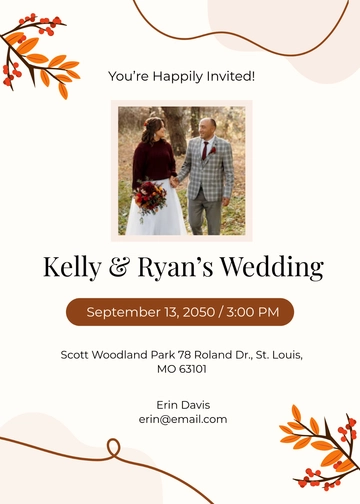Free Woodland Fall Wedding Invitation Template to Edit Online
