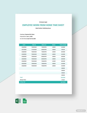 Employee Work From Home Timesheet Template