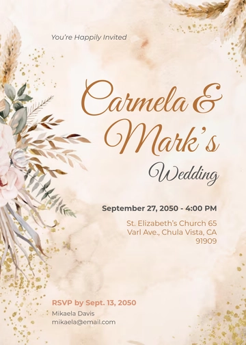 Free Vintage Fall Wedding Invitation Template to Edit Online