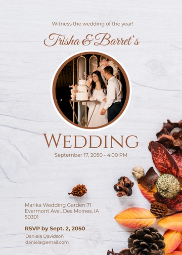 Free Country Fall Wedding Invitation Template to Edit Online