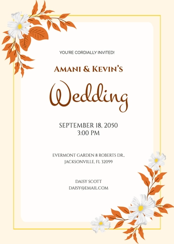 Free Modern Wildflower Fall Wedding Invitation Template to Edit Online