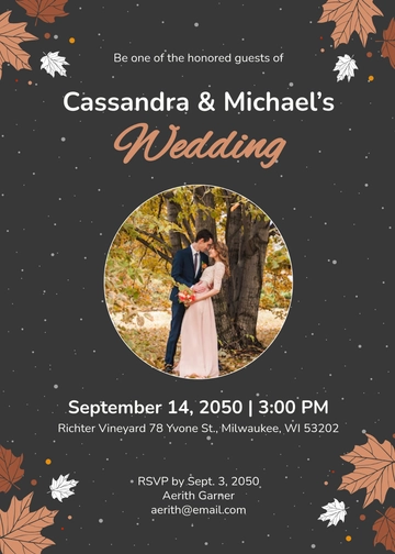 Free Fall Wedding Invitation with Maple Leaves Template to Edit Online