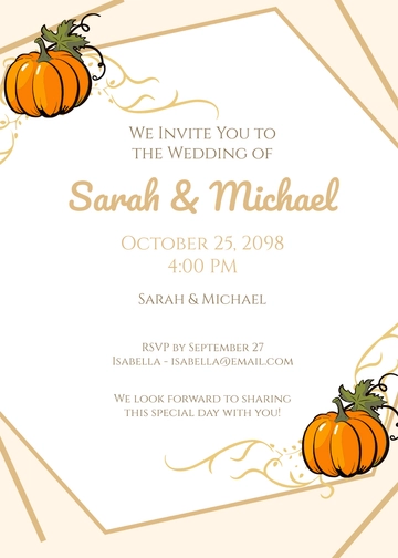 Free Fall Wedding Invitation with Pumpkins Template to Edit Online