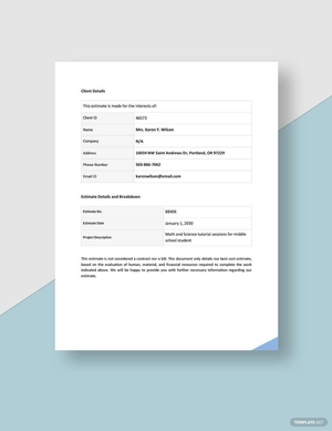 Freelance Time Estimate Template