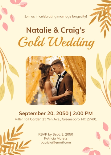 Free Creative Gold Fall Wedding Invitation Template to Edit Online